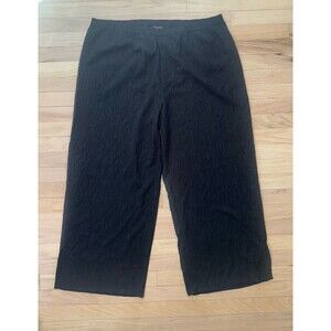 Eileen Fisher Black Woven Plisse Wide Leg Ankle Pants Women's Size 1X NWT $188